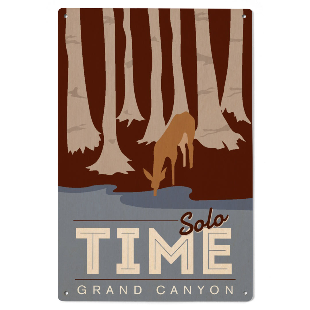 Grand Canyon National Park, Arizona, Solo Time, Deer Drinking, Vector Style, Wood Signs and Postcards