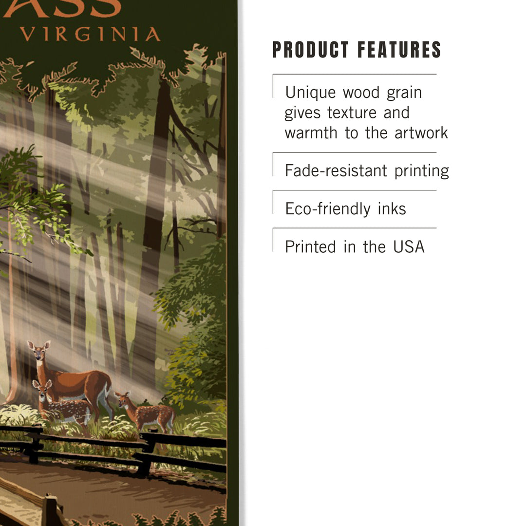 Cass, West Virginia, Deer and Fawns, Wood Sign and Postcards