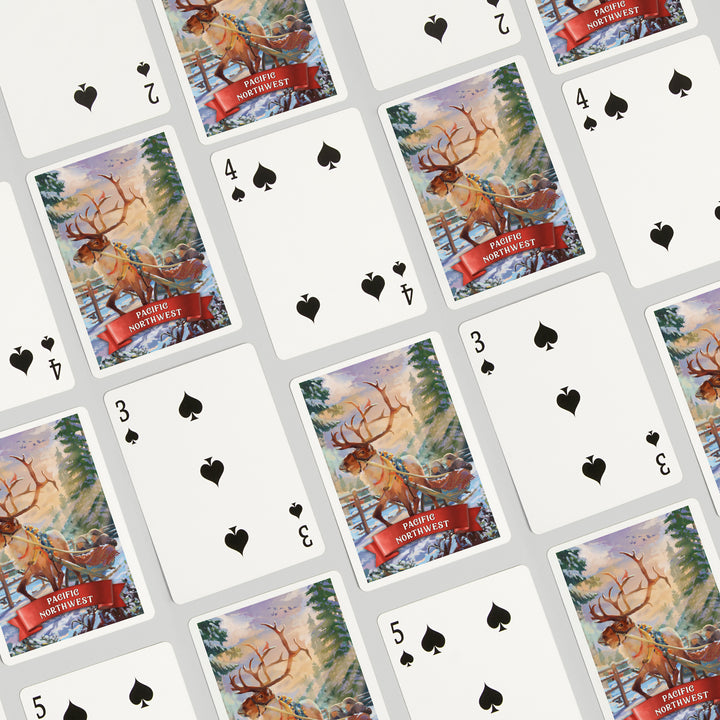 Playing Cards, Pacific Northwest, Sleigh Ride, 52 Card Deck with Jokers in Box, Unique Art