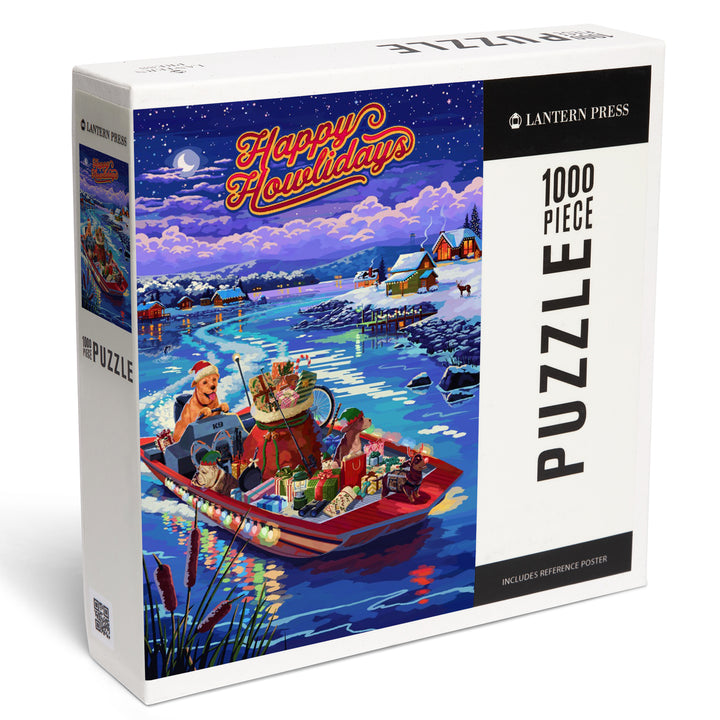 Happy Howlidays, Painterly, Santa Dog and Helpers, Jigsaw Puzzle