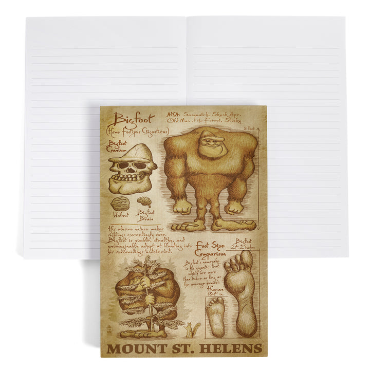 Lined 6x9 Journal, Mount St. Helens, Washington, Bigfoot da Vinci, Lay Flat, 193 Pages, FSC paper