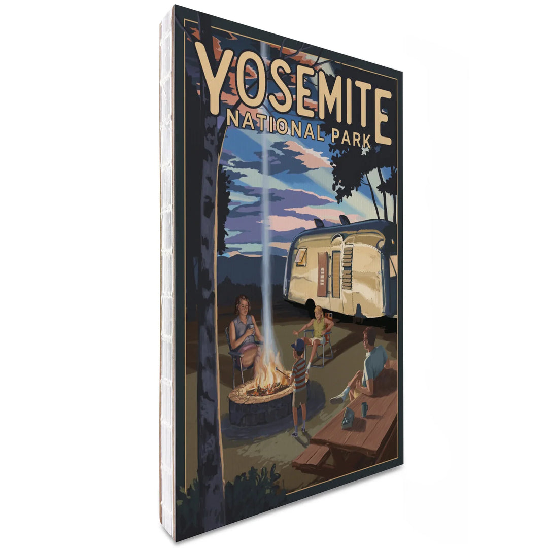 Lined 6x9 Journal, Yosemite National Park, California, Retro Camper and Mountains, Lay Flat, 193 Pages, FSC paper