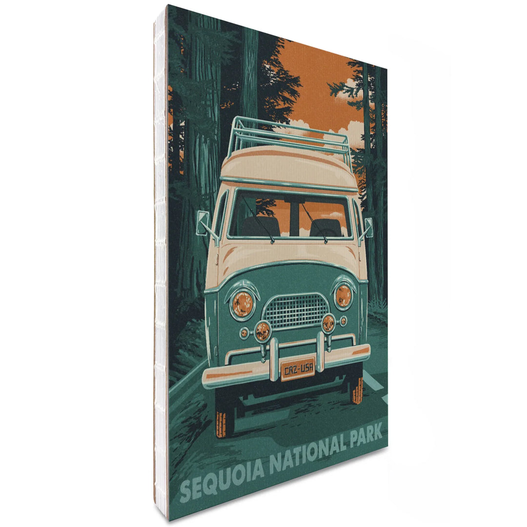 Lined 6x9 Journal, Sequoia National Park, Letterpress, Camper Van, Lay Flat, 193 Pages, FSC paper