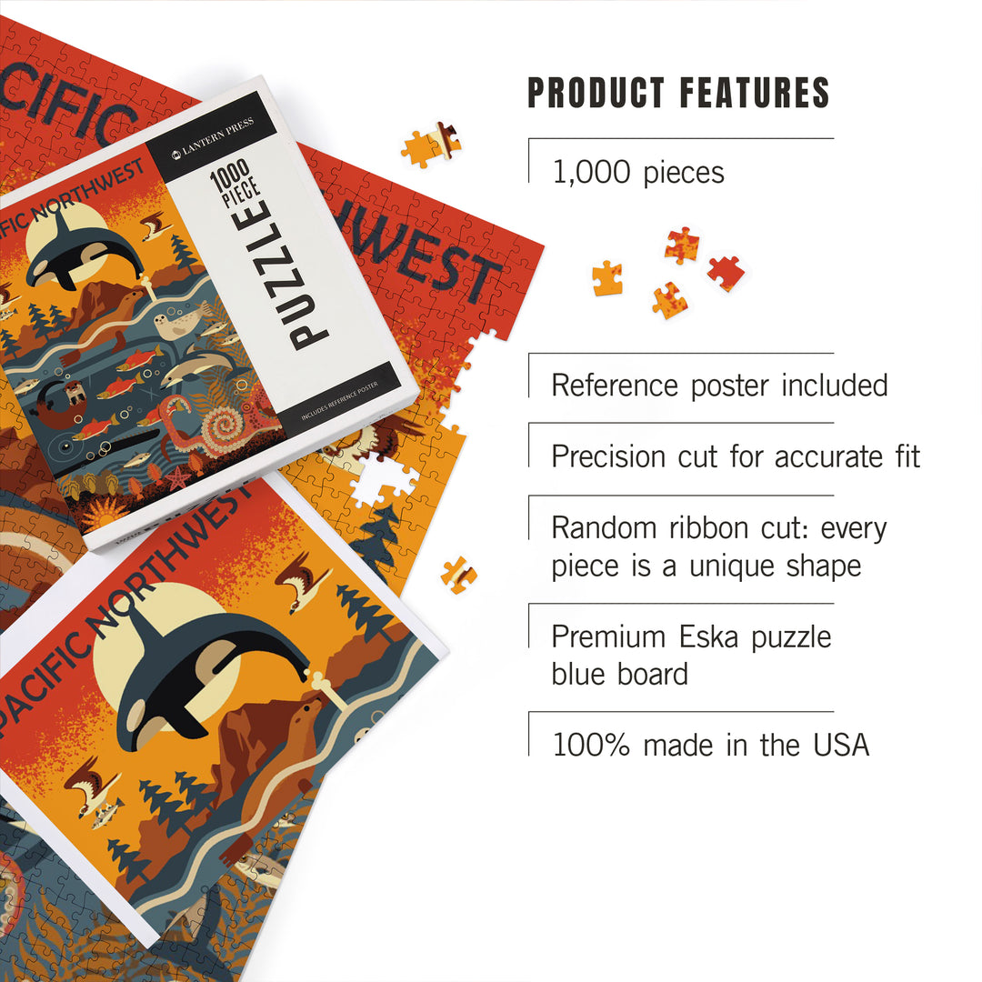 Pacific Northwest, Marine Animals, Geometric, Summer, Jigsaw Puzzle
