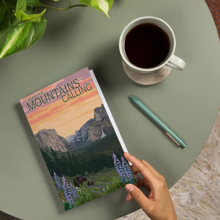 Lined 6x9 Journal, The Mountains Calling, National Park WPA Sentiment, Lay Flat, 193 Pages, FSC paper