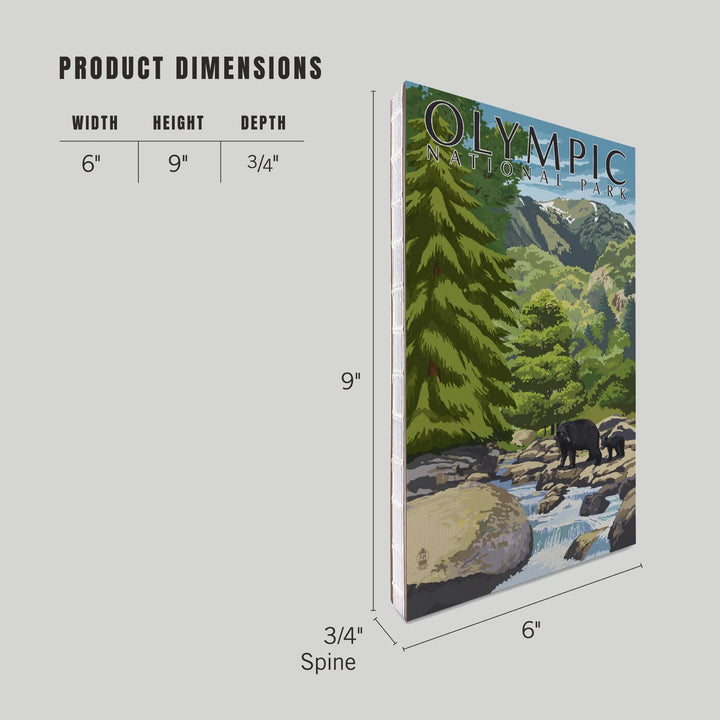 Lined 6x9 Journal, Olympic National Park, Washington, Bear Family and Creek, Lay Flat, 193 Pages, FSC paper
