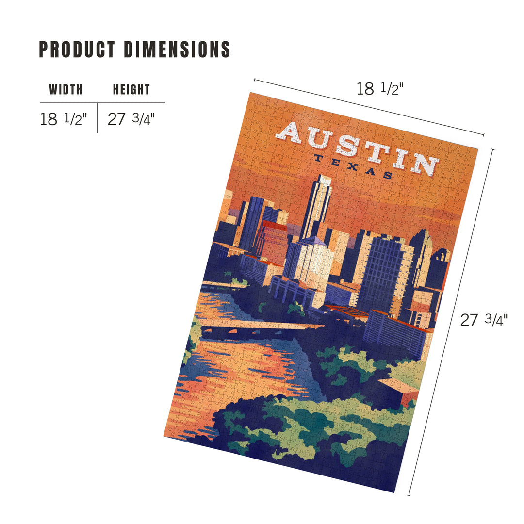 Austin, Texas, Painterly, City Series, 1000 Piece Jigsaw Puzzle