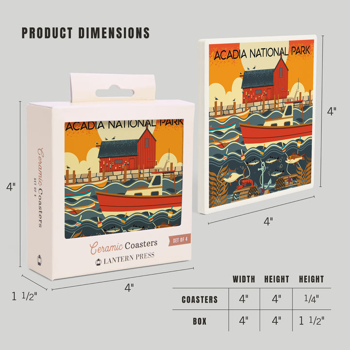 Acadia National Park, Maine, Nautical Geometric, Coasters