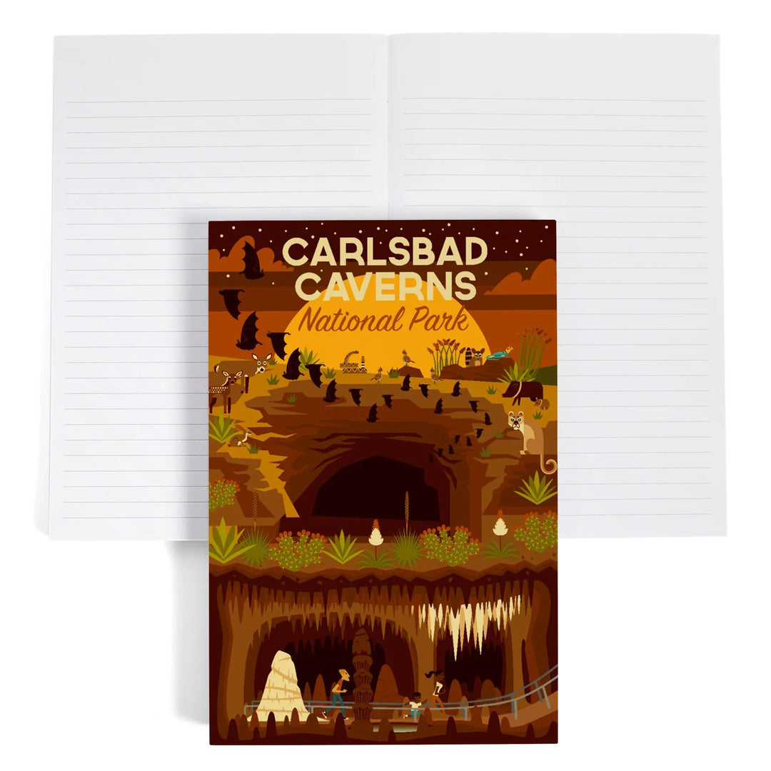 Lined 6x9 Journal, Carlsbad Caverns National Park, New Mexico, Geometric National Park Series, Lay Flat, 193 Pages, FSC paper