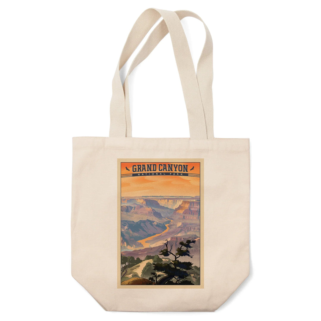 Grand Canyon National Park, Arizona, Lithograph National Park Series, Desert View, Tote Bag