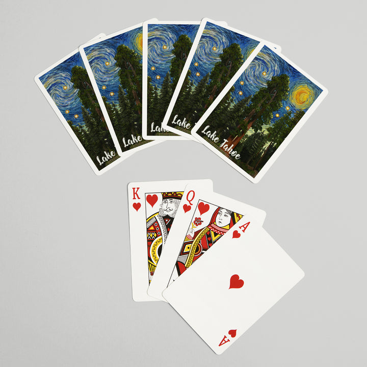 Playing Cards, Lake Tahoe, California, Starry Night Series, 52 Card Deck with Jokers in Box, Unique Art