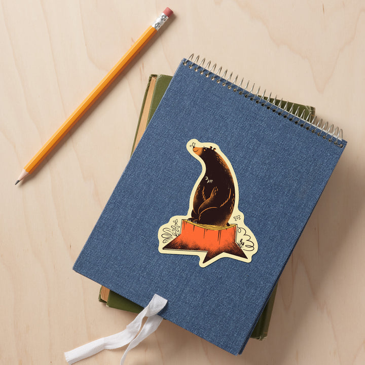 Midcentury, Black Bear, Vinyl Sticker