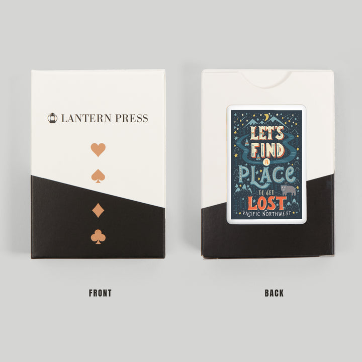 Playing Cards, Pacific Northwest, Let's Find a Place to Get Lost, 52 Card Deck with Jokers in Box, Unique Art