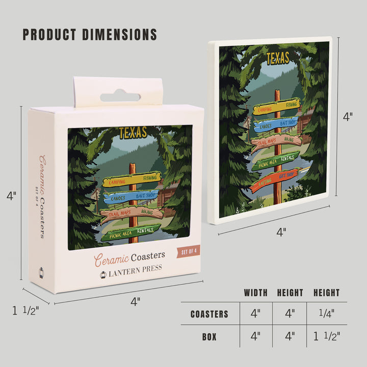 Texas, Signpost, Forest and Camp, Coasters