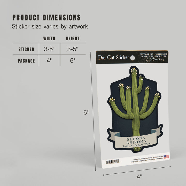 Sedona, Arizona, Vintage Flora Noir, Saguaro Cactus, Vinyl Sticker