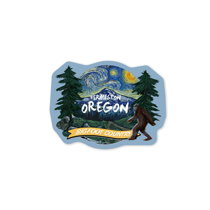 Hermiston, Oregon, Bigfoot Country, Starry Night, Contour, Vinyl Sticker