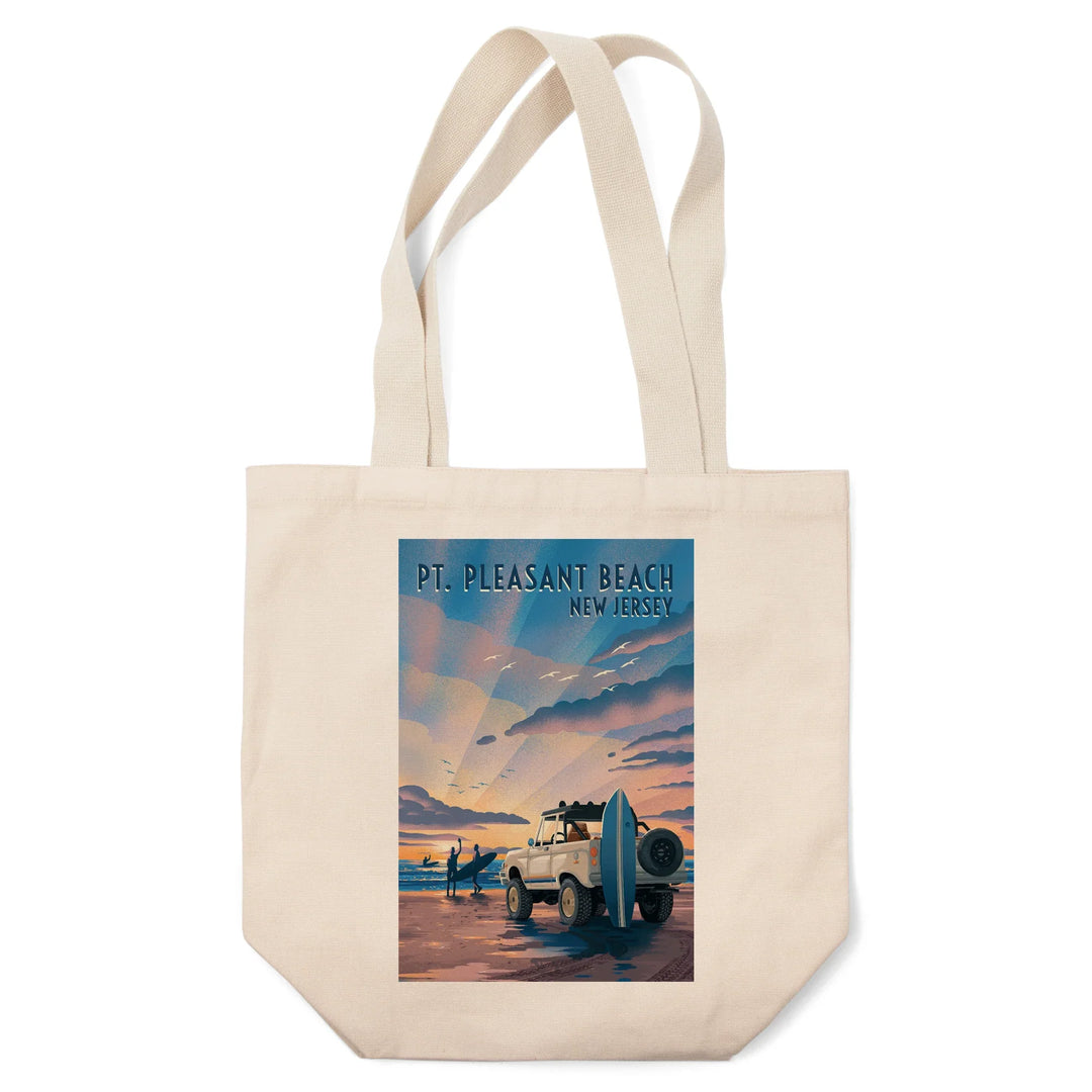 Point Pleasant Beach, New Jersey, Beach Lithograph, Tote Bag