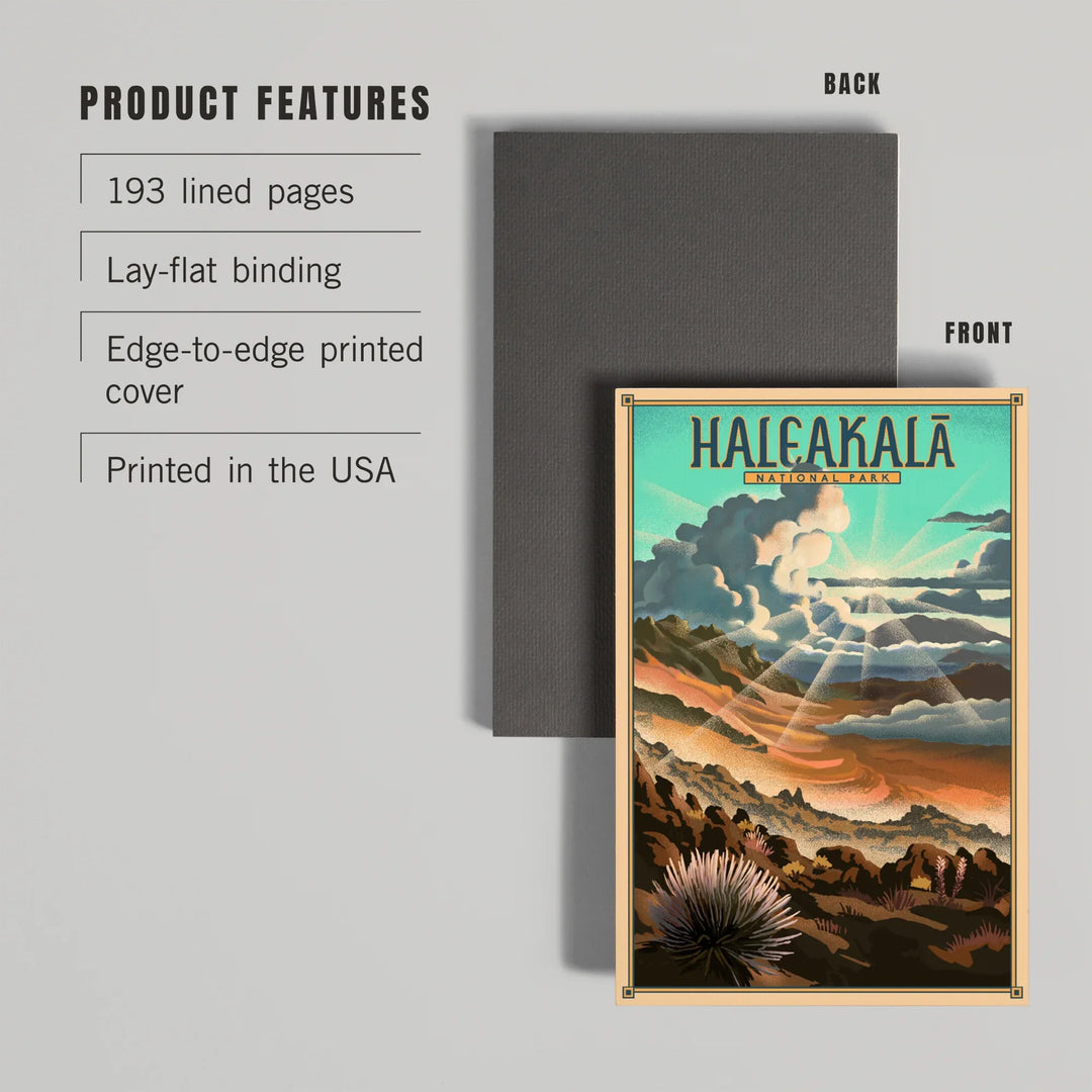Lined 6x9 Journal, Haleakalā National Park, Lithograph National Park Series, Lay Flat, 193 Pages, FSC paper