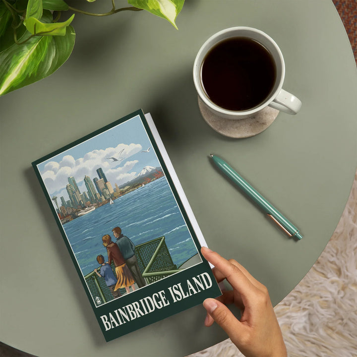 Lined 6x9 Journal, Bainbridge Island, Washington, Ferry and Seattle, Lay Flat, 193 Pages, FSC paper