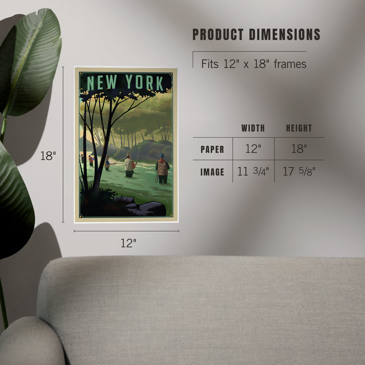 New York, Fishing, Lithograph, Art & Giclee Prints