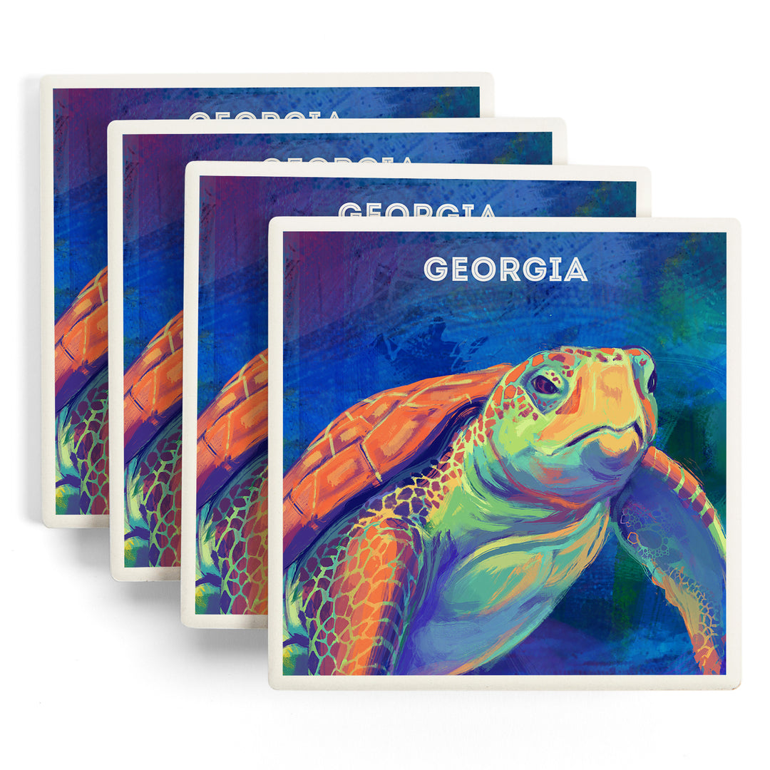 Georgia, Vivid, Sea Turtle, Coasters