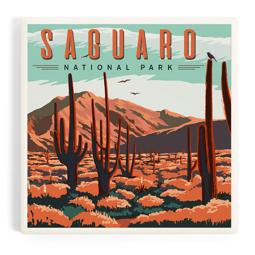 Saguaro National Park, Desert Scene with Cactus, Coasters