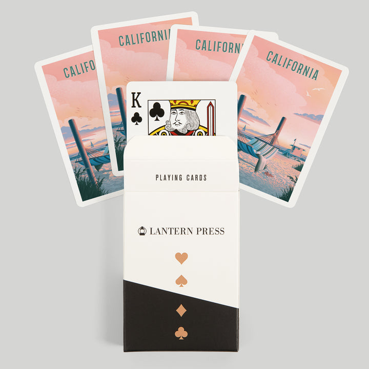 Playing Cards, California, Lithograph, Salt Air, No Cares, Hammock on Beach, 52 Card Deck with Jokers in Box, Unique Art