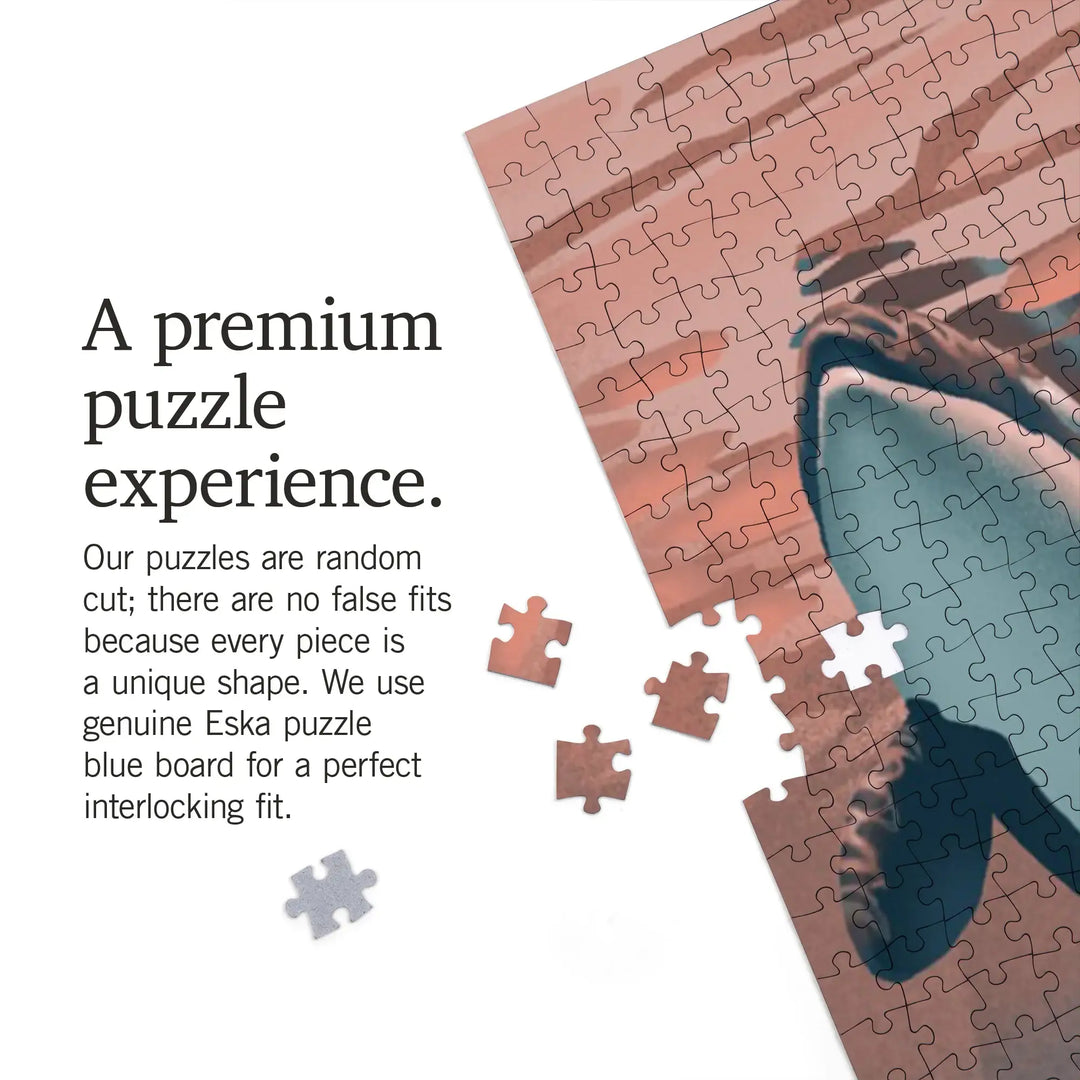 Santa Cruz, California, Orca, Lithograph, Jigsaw Puzzle