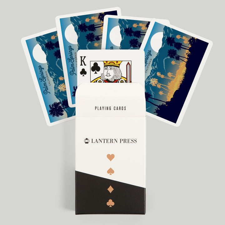 Playing Cards, Palm Springs, California, Go Explore, Hiker and Desert, Sunset, 52 Card Deck with Jokers in Box, Unique Art