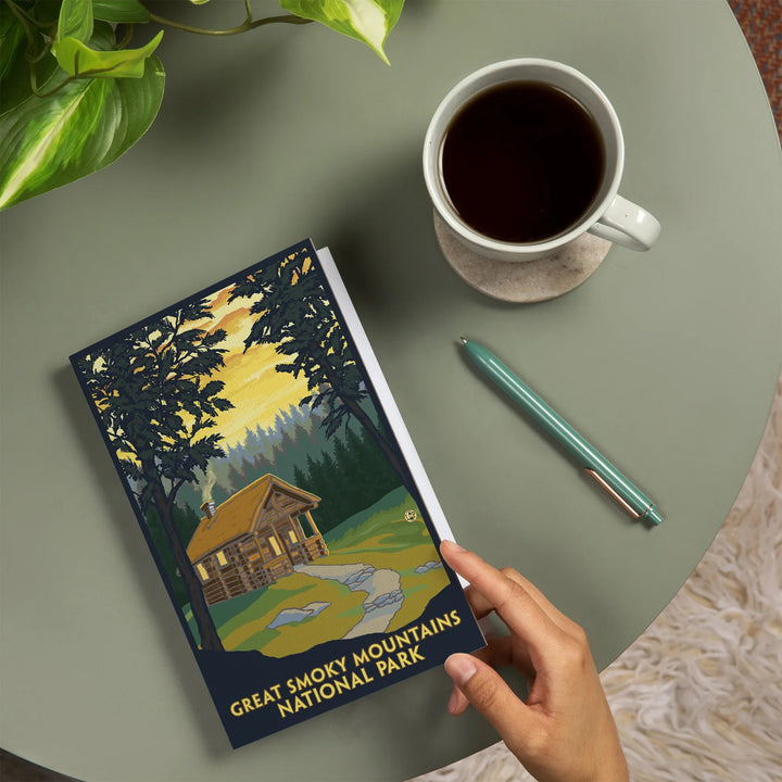 Lined 6x9 Journal, Great Smoky Mountains National Park, Tennessee, Cabin in the Woods, Lay Flat, 193 Pages, FSC paper