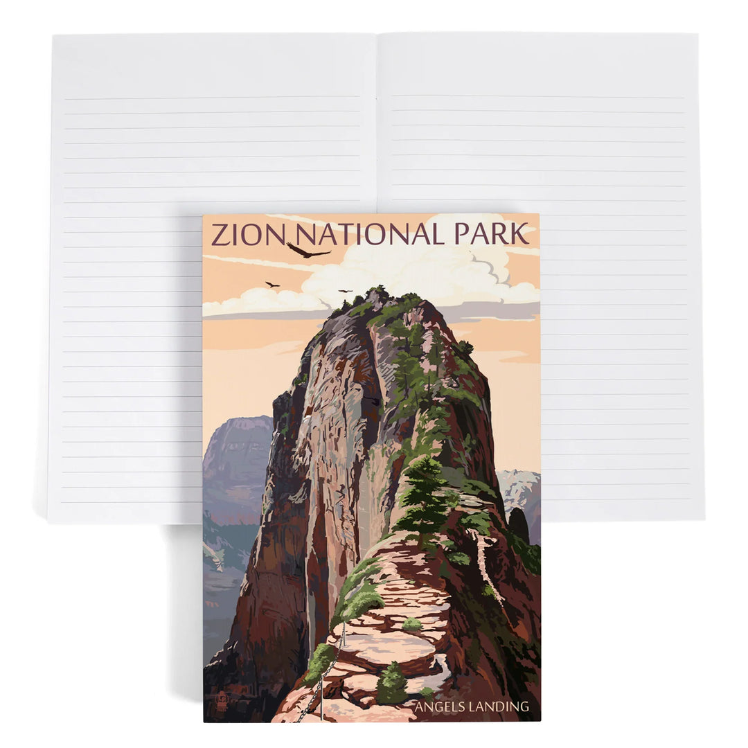 Lined 6x9 Journal, Zion National Park, Utah, Angels Landing and Condors, Lay Flat, 193 Pages, FSC paper