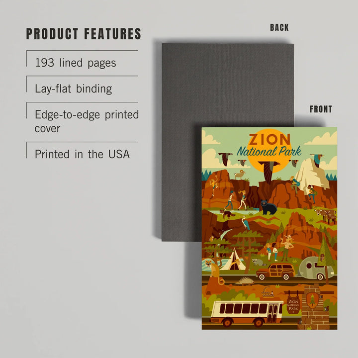 Lined 6x9 Journal, Zion National Park, Geometric National Park Series, Lay Flat, 193 Pages, FSC paper