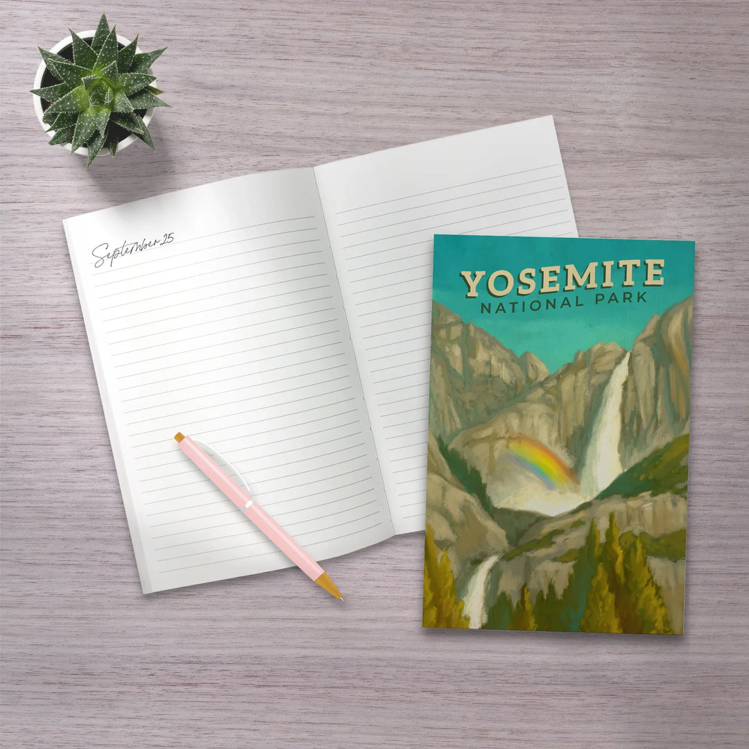 Lined 6x9 Journal, Yosemite National Park, California, Yosemite Falls, Oil Painting, Lay Flat, 193 Pages, FSC paper