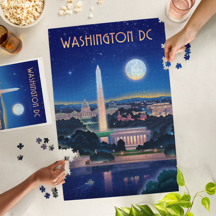 Washington, DC, Lithograph City Series, Night Skyline, 1000 Piece Jigsaw Puzzle