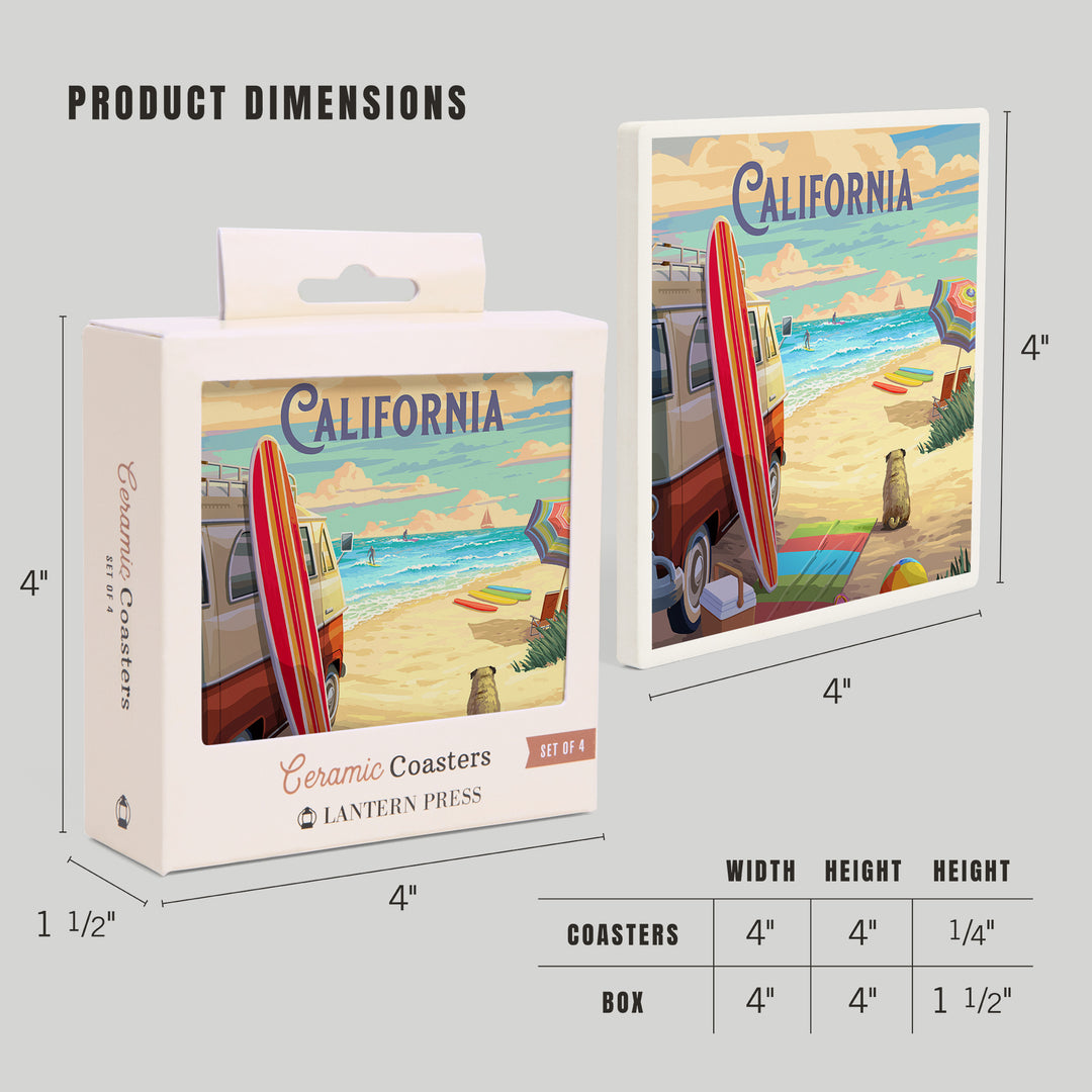 California, Beach Activities, Coaster Set