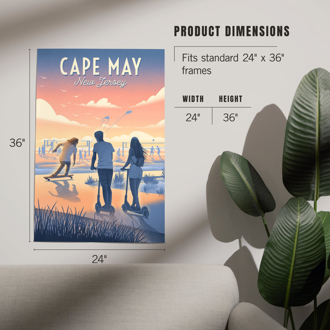 Cape May, New Jersey, Lithograph, Enjoy the Ride, Longboards and Scooters, Art & Giclee Prints