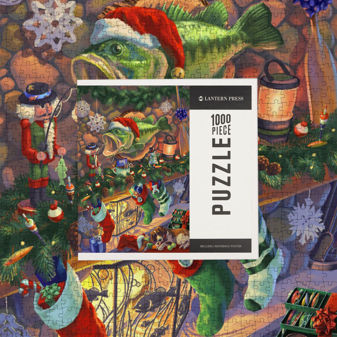 Hooked on Holidays, Oil Painting, Christmas Bass, Image Only, Jigsaw Puzzle