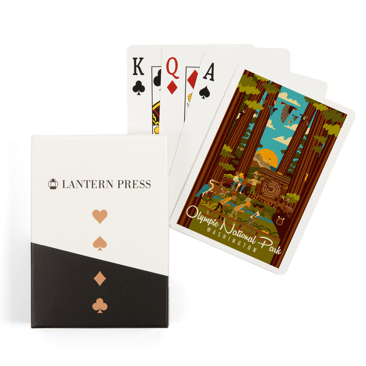 Playing Cards, Olympic National Park, Washington, Geometric National Park Series, 52 Card Deck with Jokers in Box, Unique Art