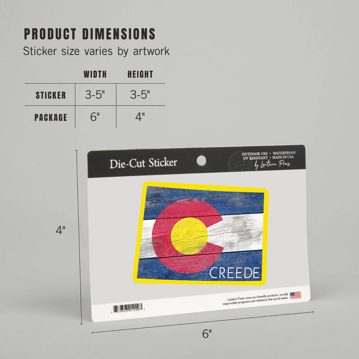 Creede, Rustic Colorado State Flag, Contour, Vinyl Sticker