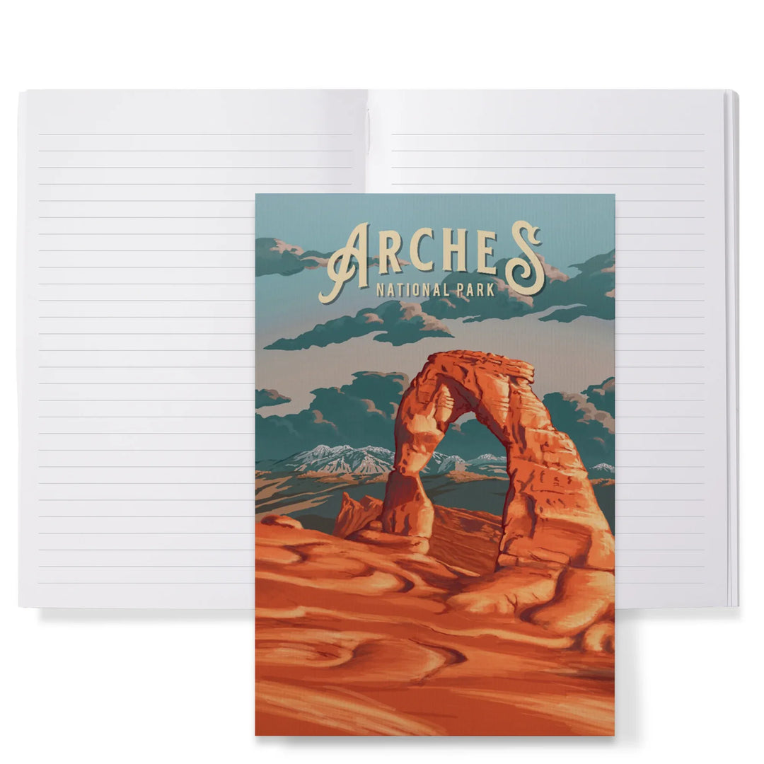 Lined 6x9 Journal, Arches National Park, Utah, Painterly National Park Series, Lay Flat, 193 Pages, FSC paper