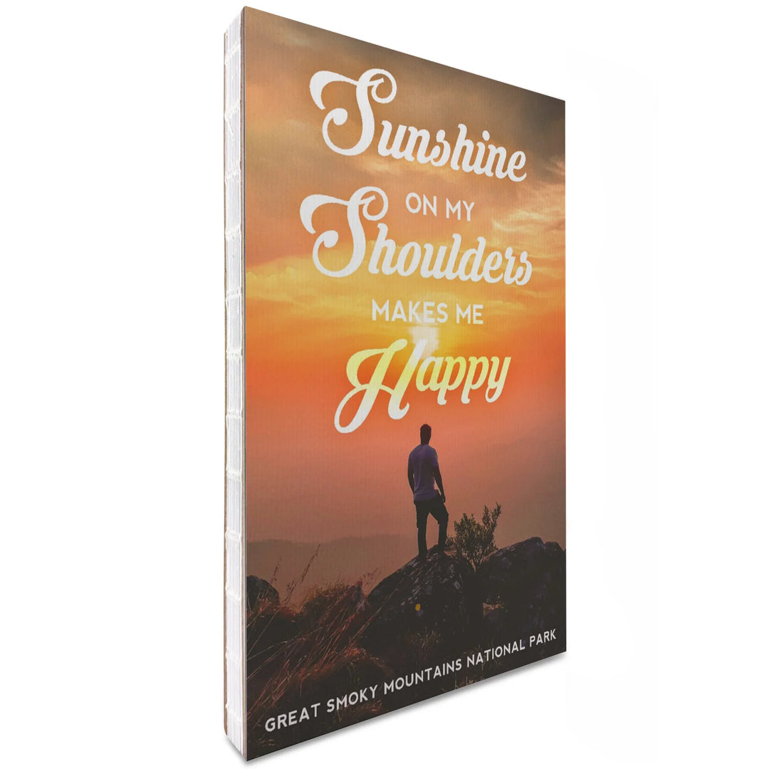 Lined 6x9 Journal, Great Smoky Mountains National Park, Tennessee, Sunshine Quote and Hiker, Photography, Lay Flat, 193 Pages, FSC paper