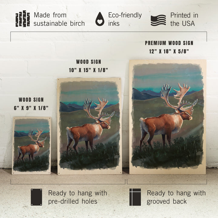 Watercolor Study, Caribou, Wood Signs and Postcards