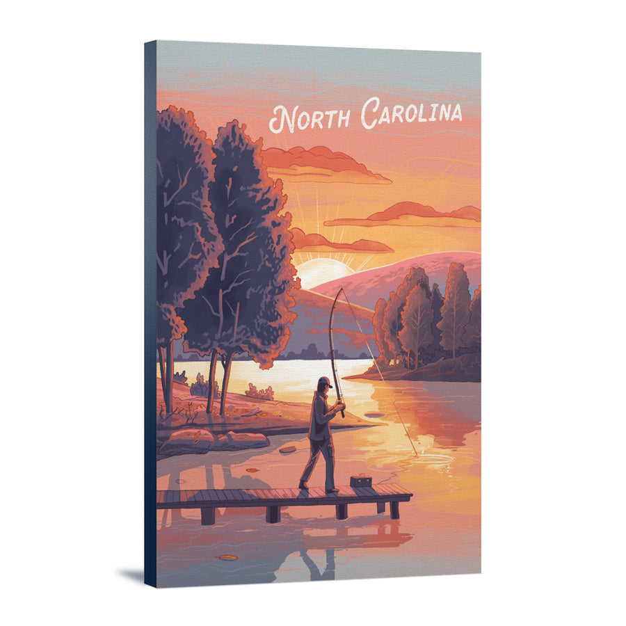 North Carolina, This is Living, Fishing with Hills canvas art