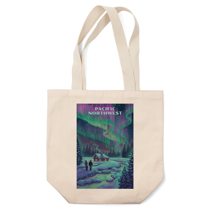 Pacific Northwest, Northern Lights and Cabin, Tote Bag