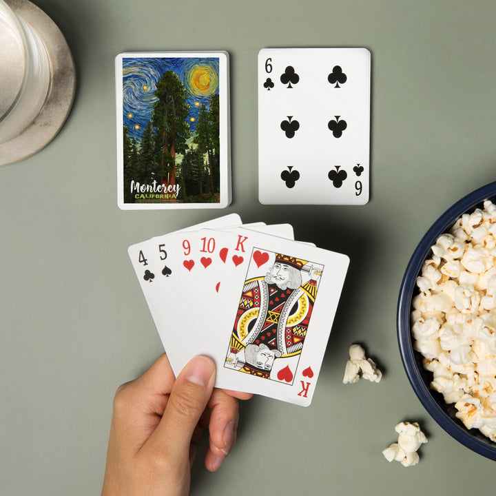 Playing Cards, Monterey, California, Starry Night National Park Series, 52 Card Deck with Jokers in Box, Unique Art
