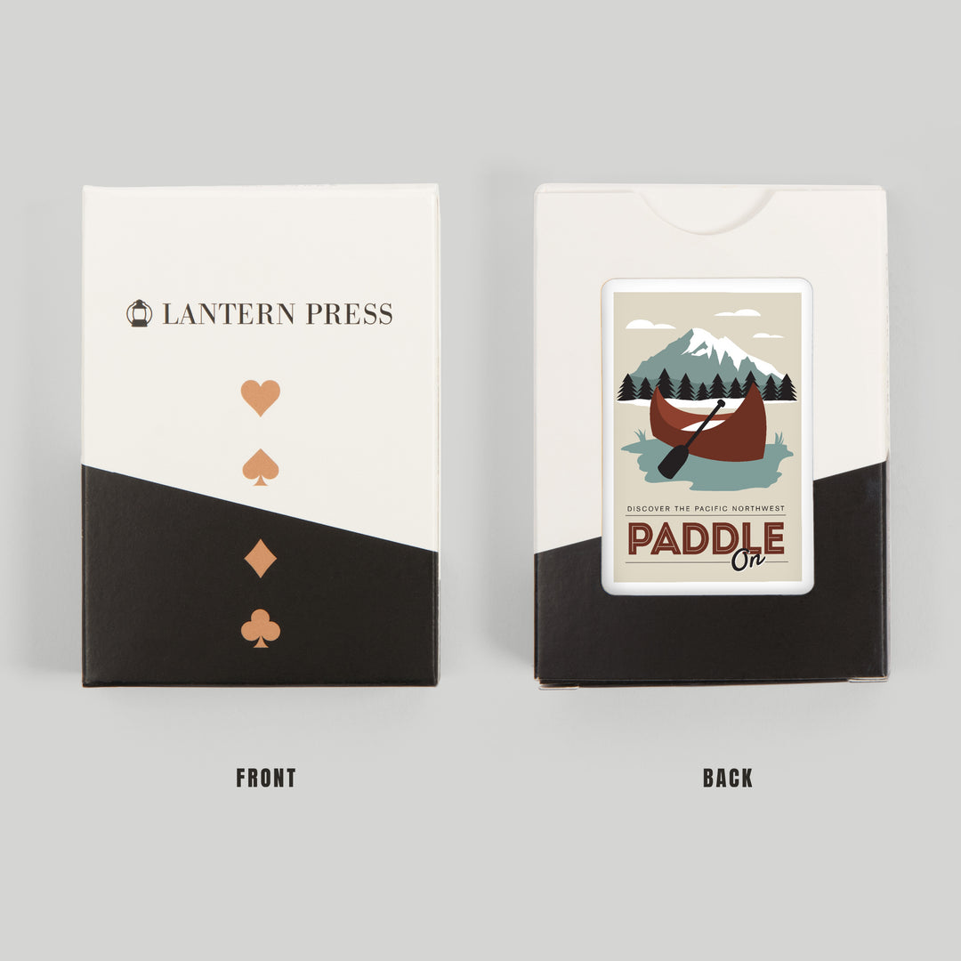 Playing Cards, Discover the Pacific Northwest, Paddle On, Canoe, 52 Card Deck with Jokers in Box, Unique Art