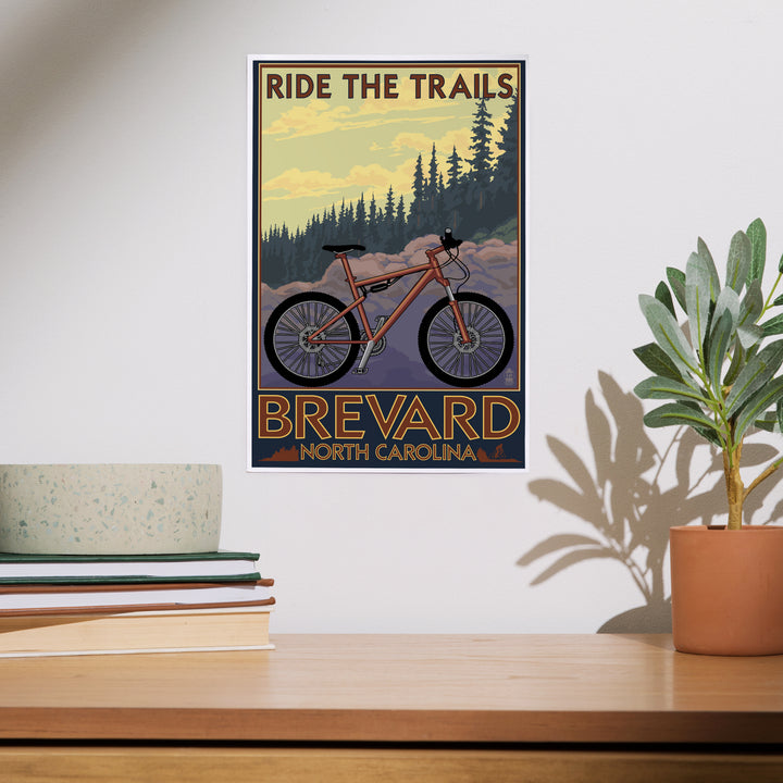 Brevard, North Carolina, Ride the Trails Bicycle, Art & Giclee Prints