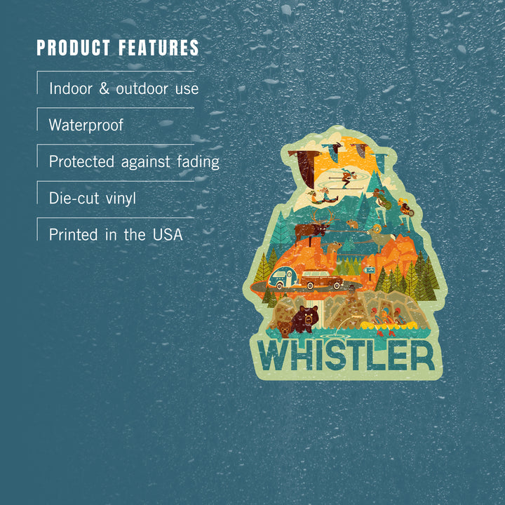 Whistler, Canada, Pacific Wonderland, Geometric, Contour, Vinyl Sticker