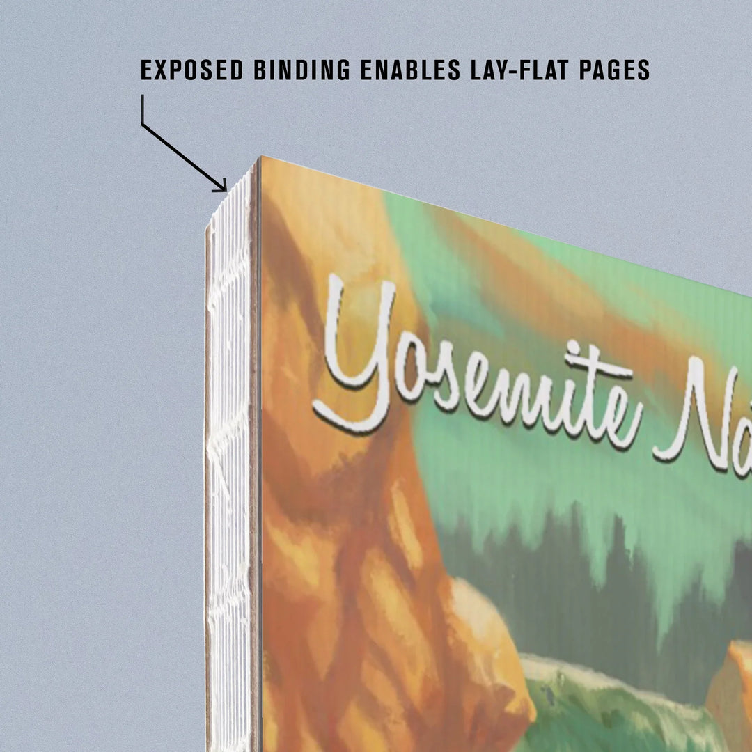 Lined 6x9 Journal, Yosemite National Park, California, Black Bear, Falls, Oil Painting, Lay Flat, 193 Pages, FSC paper