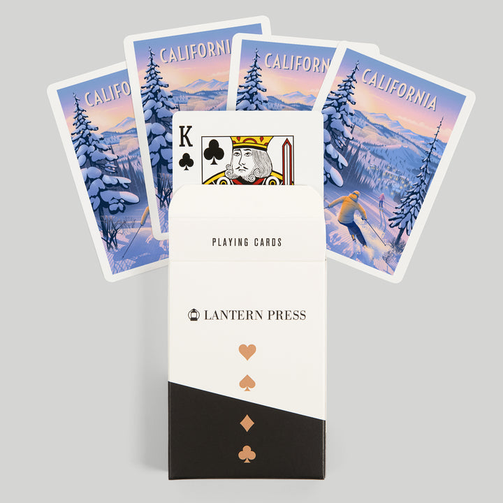 Playing Cards, California, Ski for Miles, Skiing, 52 Card Deck with Jokers in Box, Unique Art